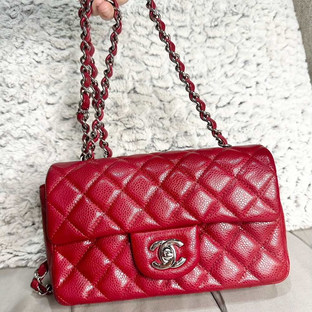 SOLD Chanel Mini Matelasse Rectangle Caviar 17 Series (Red Wine) Classic Bag